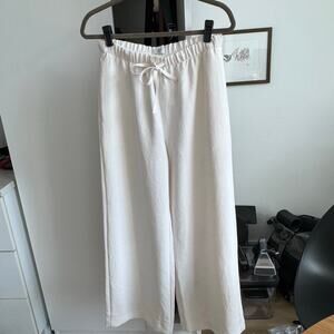 NWT Wilfred Aritzia The Lodge Pant Light Birch Crepette Wide Leg Medium